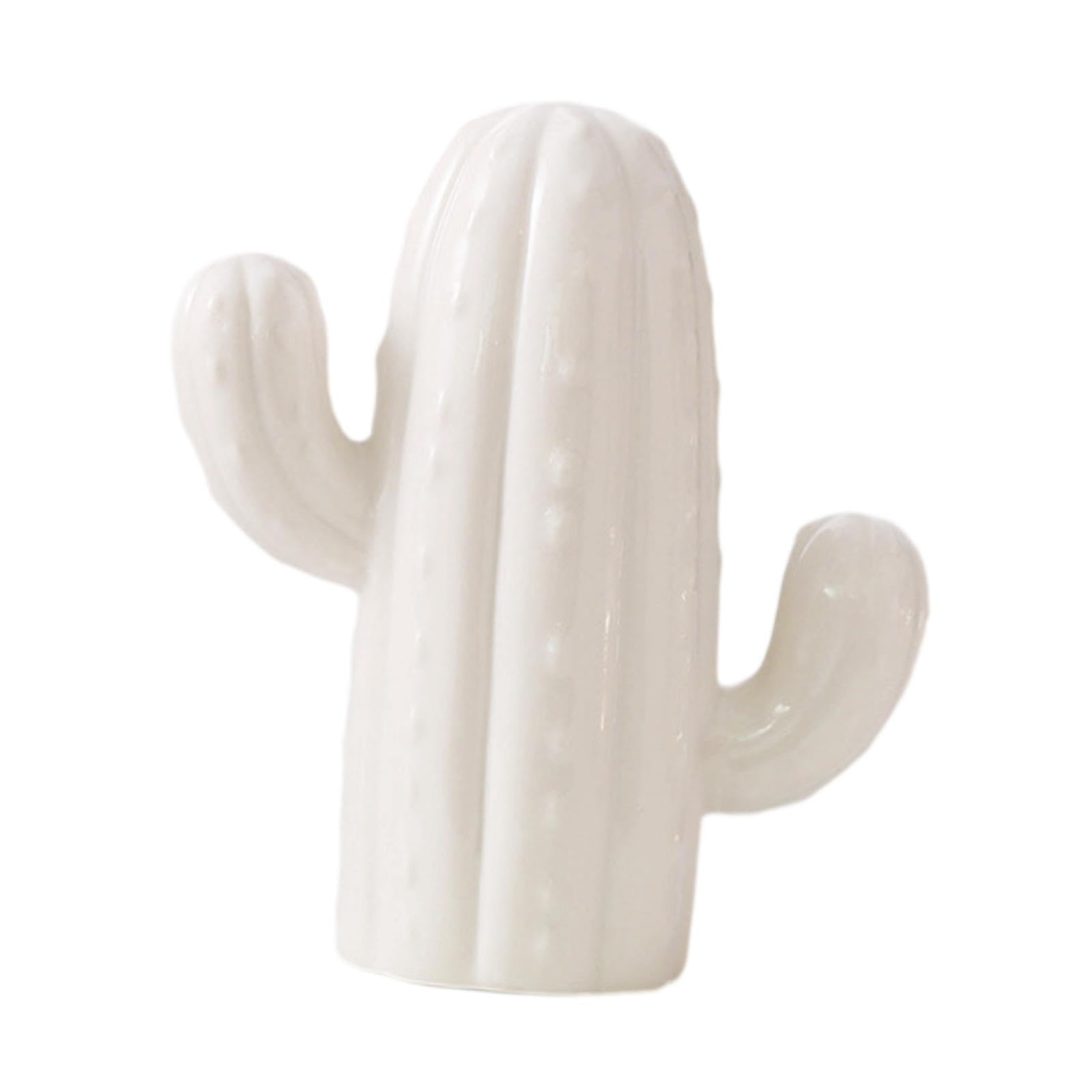 TWISAXC Boys And Girls Crafts Saving Jar Cactus Piggy Bank Sculpture Cactus Statue Sculpture Figurine Table Decorative, White, 16.5x7.8x18.5cm