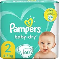 Pampers Baby-Dry Tape Diapers (4kg-8kg) Size 2 Infant, 60 count