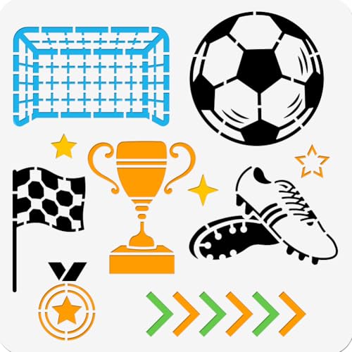 NBEADS Football PET Drawing Painting Stencils