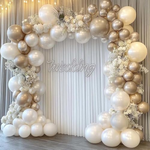 Image of White Balloon Arch Pearl White Balloons Gold Balloon Arch Kit Pearl Sand Balloons Different Size For Wedding Bridal Anniversary Engagement Prom Party Decorations