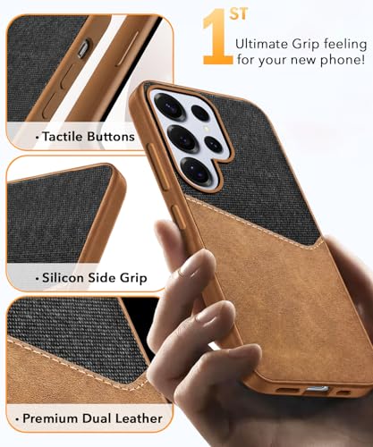 Image of Jkobi Back Case Cover for Samsung Galaxy S25 Ultra (Dual PU Leather Stitch | Professional Minimalist | Soft and Flexible)