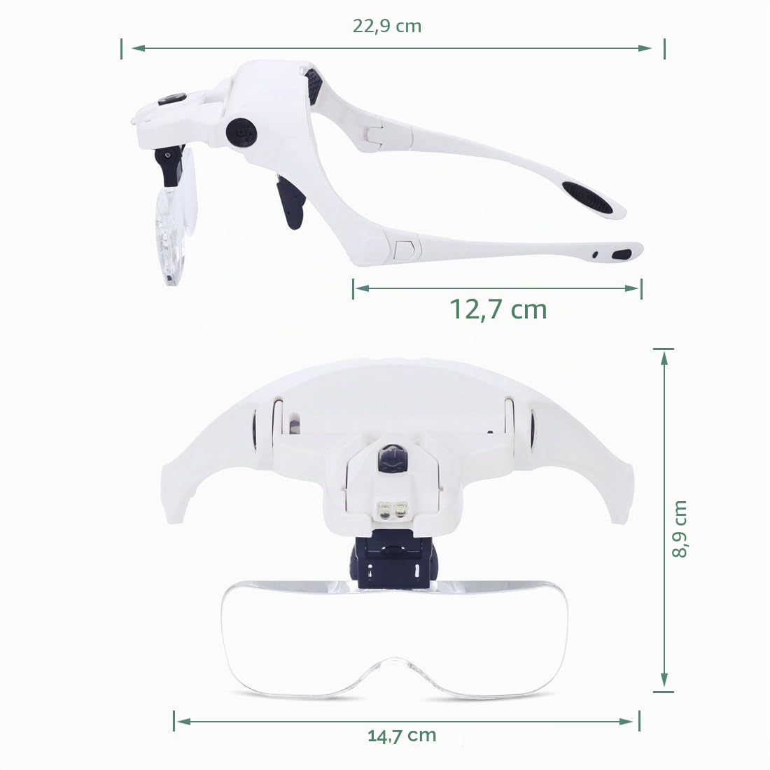 Lente Ingrandimento con Luce - Rightwell Occhiali Ingrandimento Professionali per Modellismo,Riparazione Orologi,Ricamo,Dentista,Piccoli Lavori di Miniatura - 5 Lenti Intercambiabili(1.0X a 3.5X)