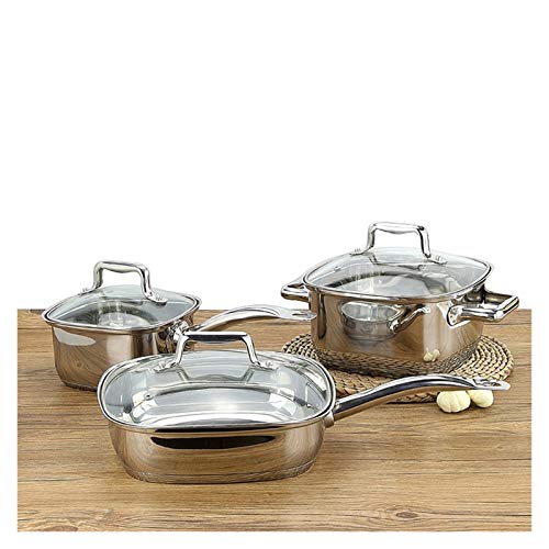 BOGDTF Juego de Utensilios de Cocina Ollas para Sopa Olla de Acero Inoxidable para Leche Sartén Juego de ollas para cocinar Cocina de inducción Ollas y sartenes de Cocina Sartén Antiadherente