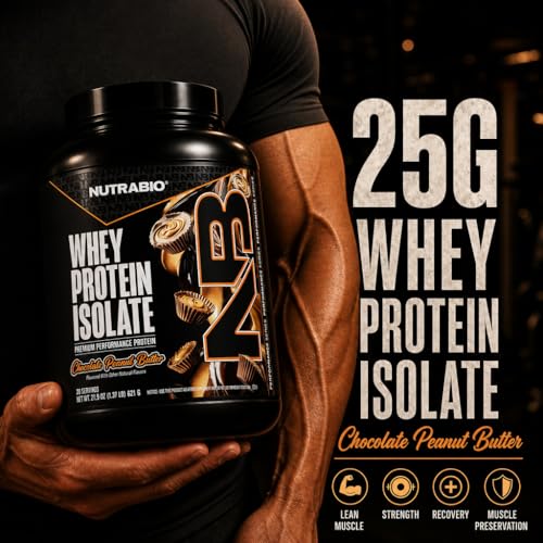 Image of NutraBio 100% Whey Protein Isolate Protein Powder, 25g Protein with Complete Amino Acid Profile, Non-GMO, Soy & Gluten Free,Low Carb,Low Calorie Whey Protein Powder,Chocolate Peanut Butter,20 Servings