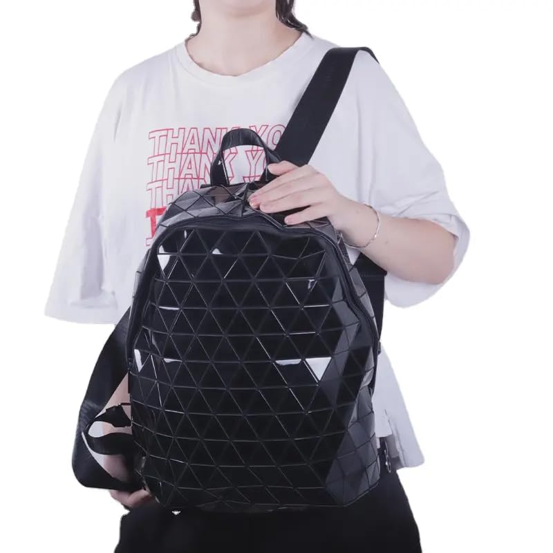 Image of Batcat Geometric Backpack Holographic Luminous Backpacks Reflective Bag Luminesk Irredescent Rucksack (Black triangle cut)