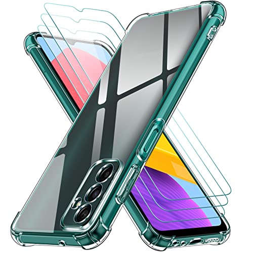 ivoler Funda para Samsung Galaxy M13 4G con 3 Piezas Cristal Templado, Carcasa Protectora Anti-Choque Transparente, Suave TPU Silicona Caso Delgada Anti-arañazos Case Cover