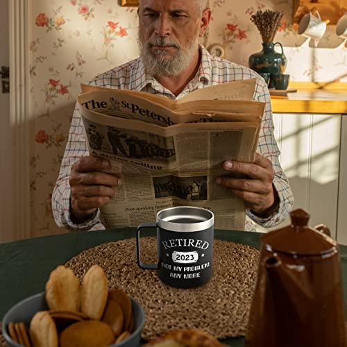 Gtmileo 2023 Retirement Gifts For Men, Retired 2023 Not My Problem Stainless Steel Insulated Coffee Mug, Retirement Gifts For Men Him Office Friend Coworkers Colleague Teacher Dad Grandpa(12Oz, Black) #TOP5