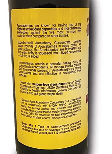 Superberries Organic Aronia Berry (Chokeberry) Juice Concentrate 16 Fl. Oz. (3 Pack) 32+ Day Supply Providing 96 Servings (1.5 Teaspoons) Full Of Antioxidants And Natural Nutrients thumb #5