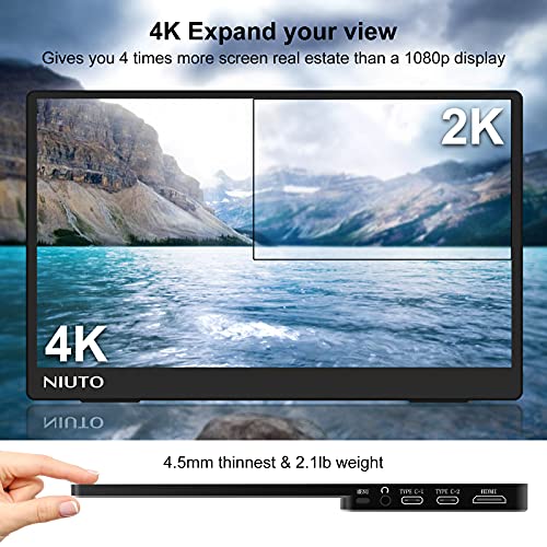 4K Portable Touch Monitor Travel Screen Second Touchscreen Extender Uhd Usb C Computer Gaming For Laptop 14.0 Inch 3840 X 2160 Ips Compatible With Mac,Macbook,Nintendo Switch #TOP4