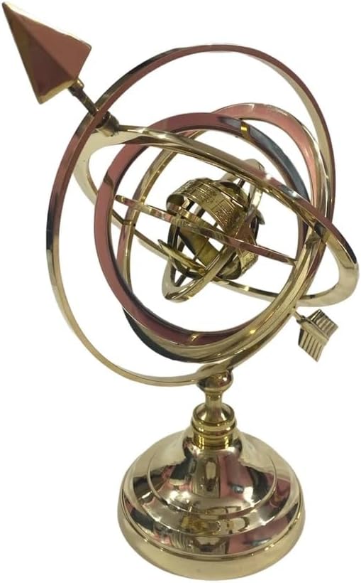 Brass Armillary Sphere Globe with Arrow, Nautical Maritime Astrolabe Globe, Home & Office Table Décor