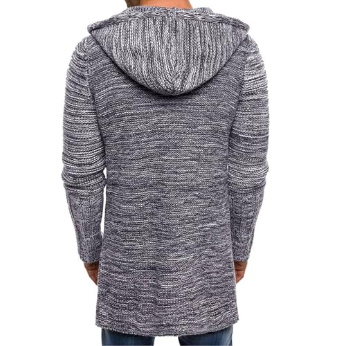 Mens Casual Long Open Front Cardigan Cable Ribbed Knitted Sweaters Trendy Lightweight Hooded Knitted Cardigans3