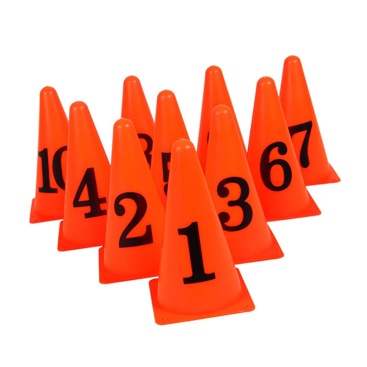 TOYANDONA Cône Lot D'entraînement de Football Marquage Numéroté 1 à 10 | Pe Orange, Design Noir et Orange, Usage pour Sports Training, Obstacle de Football