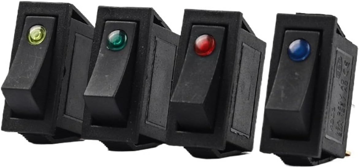 5PCS 3Pin 2 Position Rocker Switch LED Light Button Power Switch 6A/20A 250V/125V for Car Truck Marine Boat Car Accessories(3 pin Green)