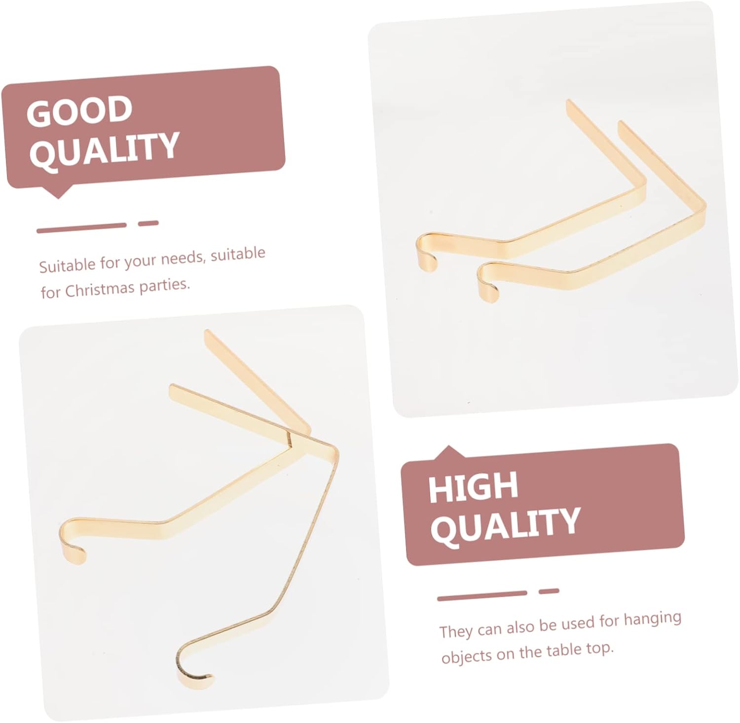2pcs Christmas Sock Hangers Decorative Metal Hooks for Xmas Stockings for Holiday Decor and Fireplace Display