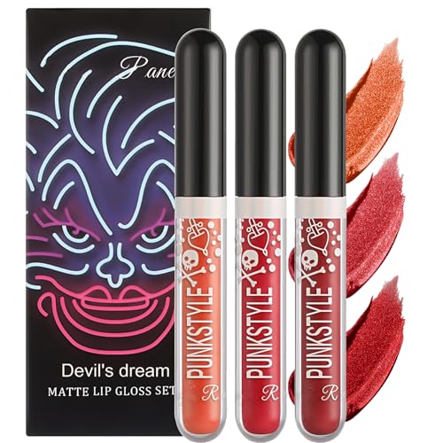 Image of Red Lip Gloss Set, 3PCS Glitter Lip Gloss Long Lasting, Shimmer Glitter Lipstick, Highly Pigmented Moisturizing Formula, Waterproof Non-sticky, Women Makeup Gift for Daily Party