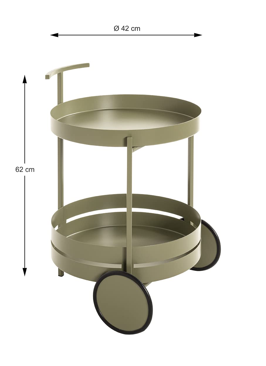 HAKU Carrello di Servizio verde canna, Metallo - Dim: A 62 x Ø 42 cm, Stile: Moderno