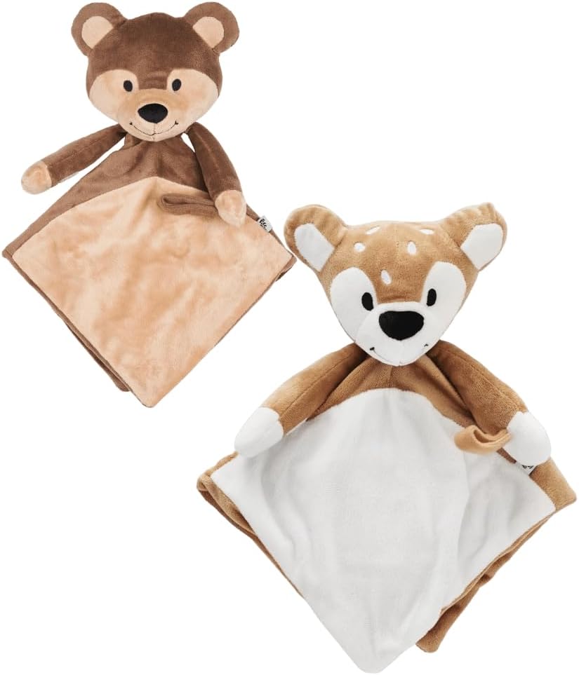 Riff Raff Bear and Fawn Sleep Soother Sleep Aid Lullaby for Newborn/Baby 0+ Months, Portable White Noise Plush Sound Machine, Heartbeat & White Noise Plush, Stuffed Animals for Babies w/Velcro Strap