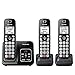 Panasonic Cordless Phone with Answering Machine, Advanced Call Block, Bilingual Caller ID and High-Contrast Display, Expandable System with 3 Handset Cordless Telephones - KX-TGD833M (Metallic Black)