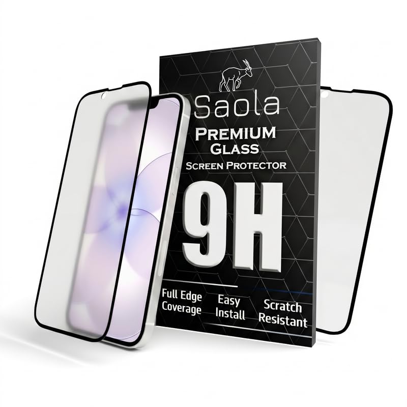 Image of Saola HD Matte Tempered Glass With 18H Hardness For Apple Iphone 17e (Pack Of 2) with Hassle-less Installation Kit. Full screen Coverage. 6.1 inch