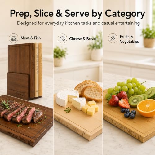 Set de Tablas de Cortar con Soporte de Nogal, 3 Pzas miniatura 5