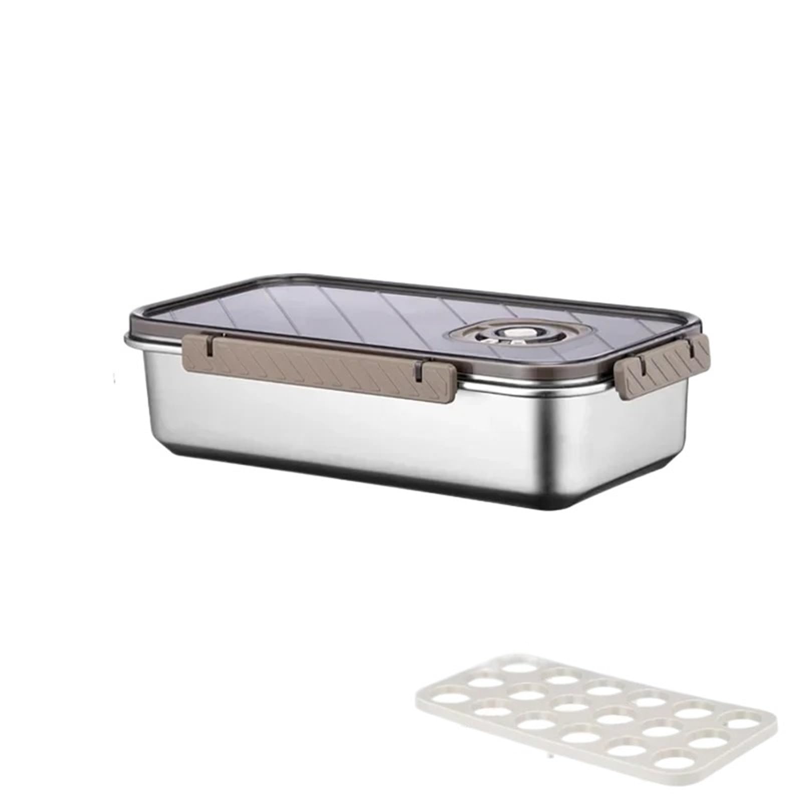 Contenitori per alimenti in acciaio inossidabile Contenitore for alimenti in acciaio inossidabile 304, contenitore for uova, congelatore rapido, for sigillato, organizer da cucina(2L)