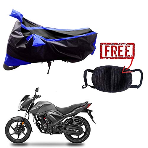 Image of Kandid Blue & Black Bike Cover with Pollution Mask for Honda Cb Unicorn 160
