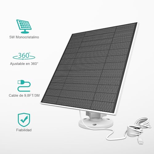 Panel solar para cámara Eufy 5W compatible con Eufycam 3 2 Pro C tipo C IP65 5