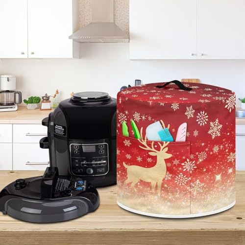 Image of 6-Quart Air Fryer Cover - Christmas Reindeer Waterproof Dust Protector | Portable with Pocket | Exquisite Holiday Gifts for Women