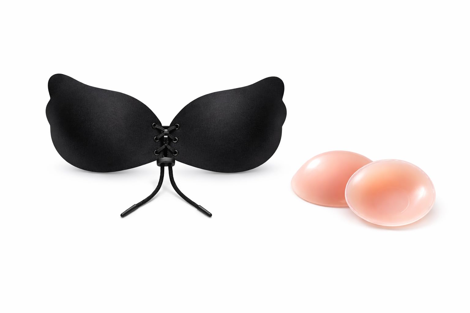 veecha enterprise Backless Butterfly Bra, Strapless Stick-On Push Up Bra, Invisible Wire-Free Silicone Adhesive Bra with Nipple Cover, B Cup, Black-picture-13