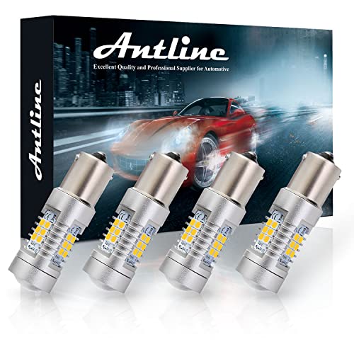 Antline Extremely Bright 1156 1141 1003 7506 BA15S 21-SMD 2835 Chipsets 1260 Lumens LED Bulb Replacement Amber Yellow for Car RV Interior Turn Signal Blinker Side Marker Lights Bulbs (Pack of 4)
