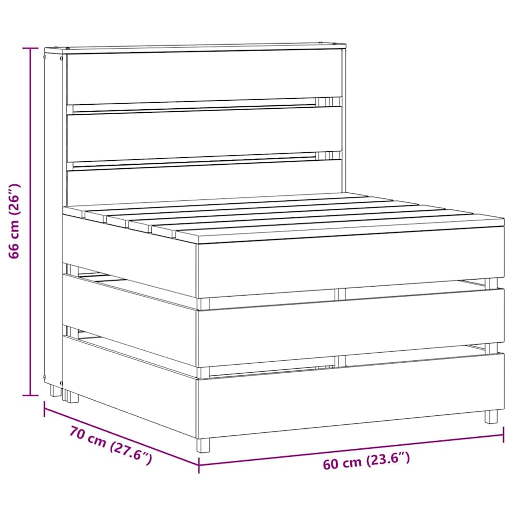 vidaXL Divano Centrale da Giardino Pallet Legno Pino Impregnato Grigio