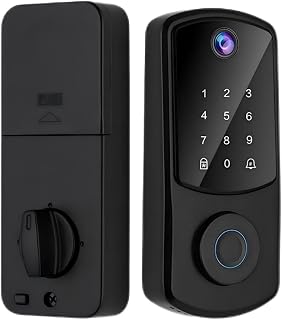 Smart Fingerprint WiFi Door Lock with Camera Capture and Unlock, Keyless Entrance Door Lock with Doorbell Function | Nyckellöst ingångsdörrlås med dörrklockfunktion, Tuya-appkontroll