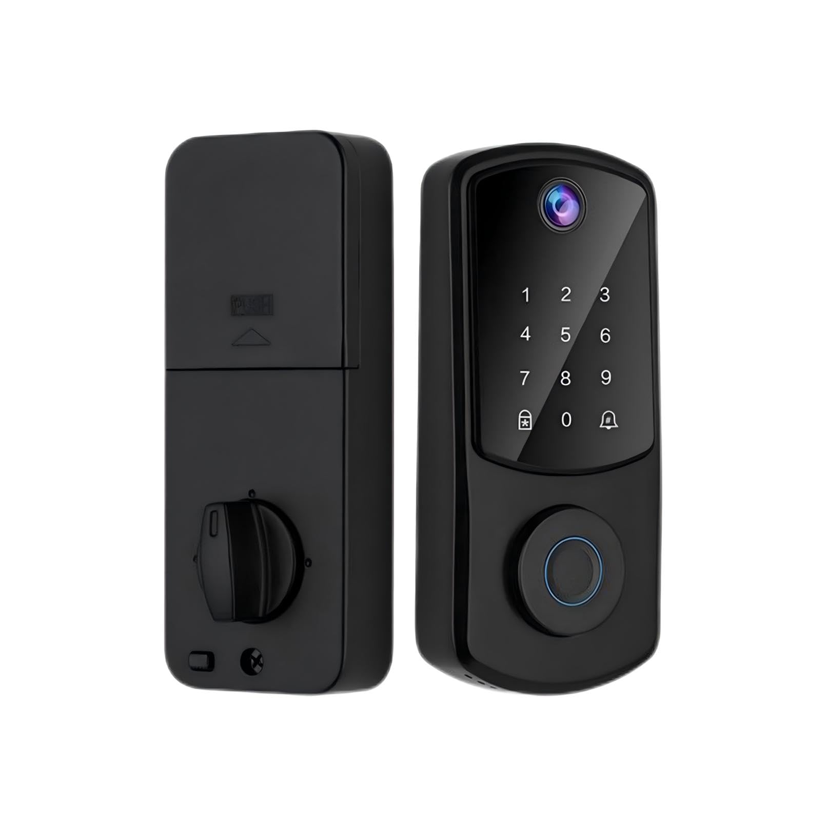 AloveH Cerradura inteligente de puerta WiFi con captura y desbloqueo de cámara, cerradura de puerta de entrada sin llave con función de timbre