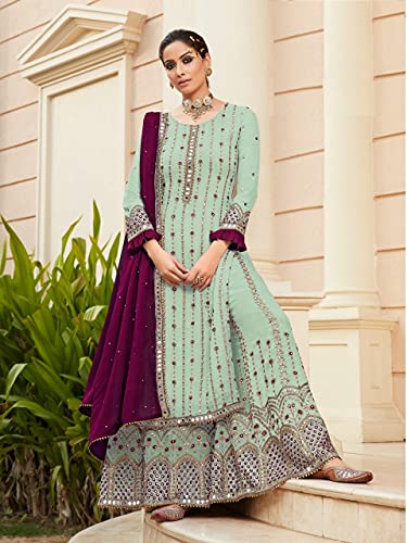 Fashion Ready to Wear Indian/Pakistani Party Wear Dresses Palazzo Style Salwar Suit With Embroidered Work2