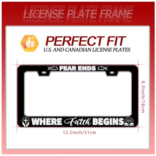 Fear Ends Where Faith Begins License Plate Frame Stainless Steel 2-Holes by Invincibleframe - Used condition - Image 2