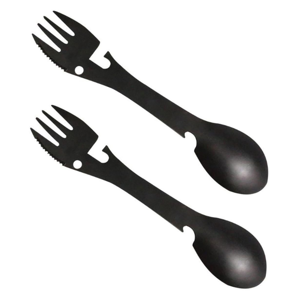 Milisten 2Pcs Travel Cutlery Compact Spoons Fork Knife and Bottle Opener for Camping Picnics and Outdoor Adventures Durable Multifunctional Tableware