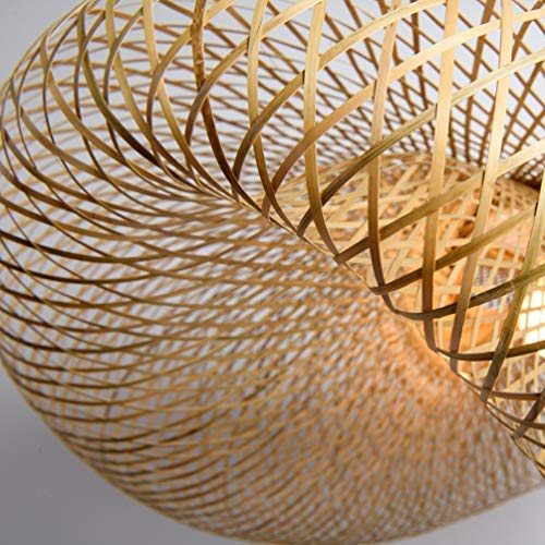 Pendant Lamp Handwoven From Bamboo Pendant Lamp Creative Design Lampshade Personalized Tempered Rattan Chandelier Lamp For Dining Room Bedroom, 50Cm #TOP1
