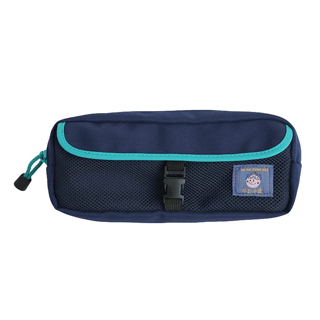Caja de lápices Funda de lápiz de Gran Capacidad con Cremallera, Bolsa de Almacenamiento de papelería Multifuncional con Bolsa de Malla, Bolsa de cosmética Bolsa Grande Bolsa de Bolsa Azul/Negro Bol
