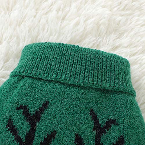 Dog Sweaters Pet Christmas Knitted Sweater Cartoon Reindeer Knitwear Pet Winter Warm Clothes For Dogs Puppy Kitten Cats Green S #TOP7
