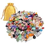 Edelsteine Für Kinder, 200g 80 Arten Natürliche Bunte Trommelsteine, 8-15mm Größe, Mit Praktischem Stoffbeutel, Glückssteine für kinder Schatzsuche, Edelsteinspiel, Dekoration, Kindergeburtstage