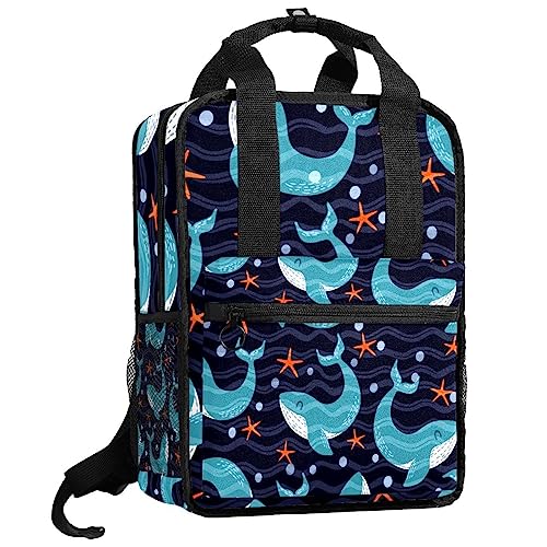 Sac à dos garçons motif baleine bleu multicolore 35.5 cm