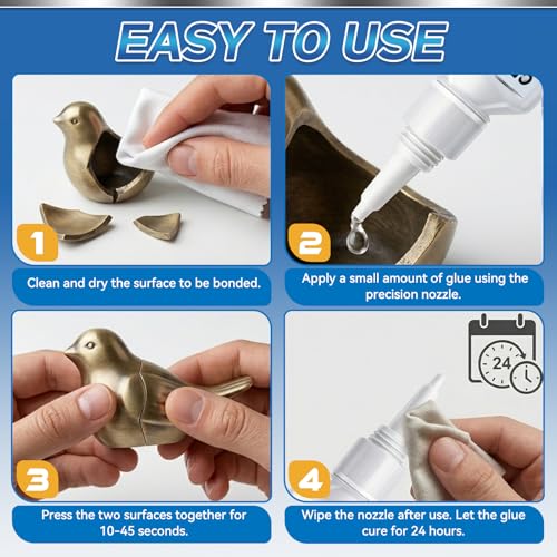Image of Metal Glue, Super Glue for Metal 30g Heavy Duty Instant Adhesive, Fast Drying Clear CA Adhesive for Stainless Steel, Aluminum, Iron, Jewelry Repair, DIY Crafts, Waterproof Strong Bonding