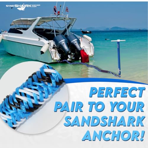 SandShark Premium Anchor Bungee Dock Line. Boat Accessories Anchor Line Absorbs Shock to Anchors and Docks w/Stainless Steel Clip - Blue - 7-14ft - Thumbnail 4