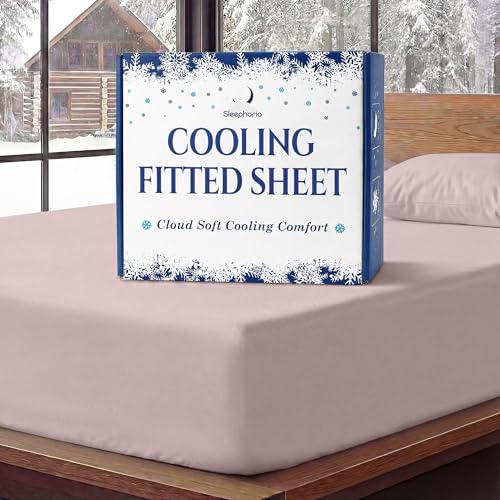 SLEEPHORIA Cooling Fitted Sheet Calfornia King Size - 1 PC BreezeWeave Cooling Sheets for Hot Sleepers & Cool Rest w/ 16 in Deep Pocket - Corner Straps, Cloud Soft - 69 x 81 in (Light Pink)