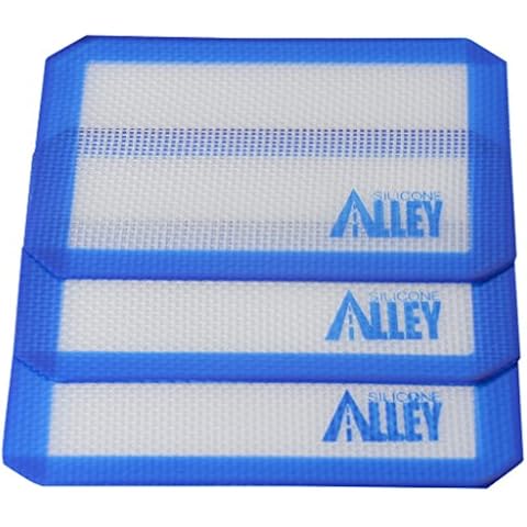 Silicone Alley, 3 Non-stick Silicone Mat Pad, Small Rectangle 5 X 4 Inch, Blue Cover