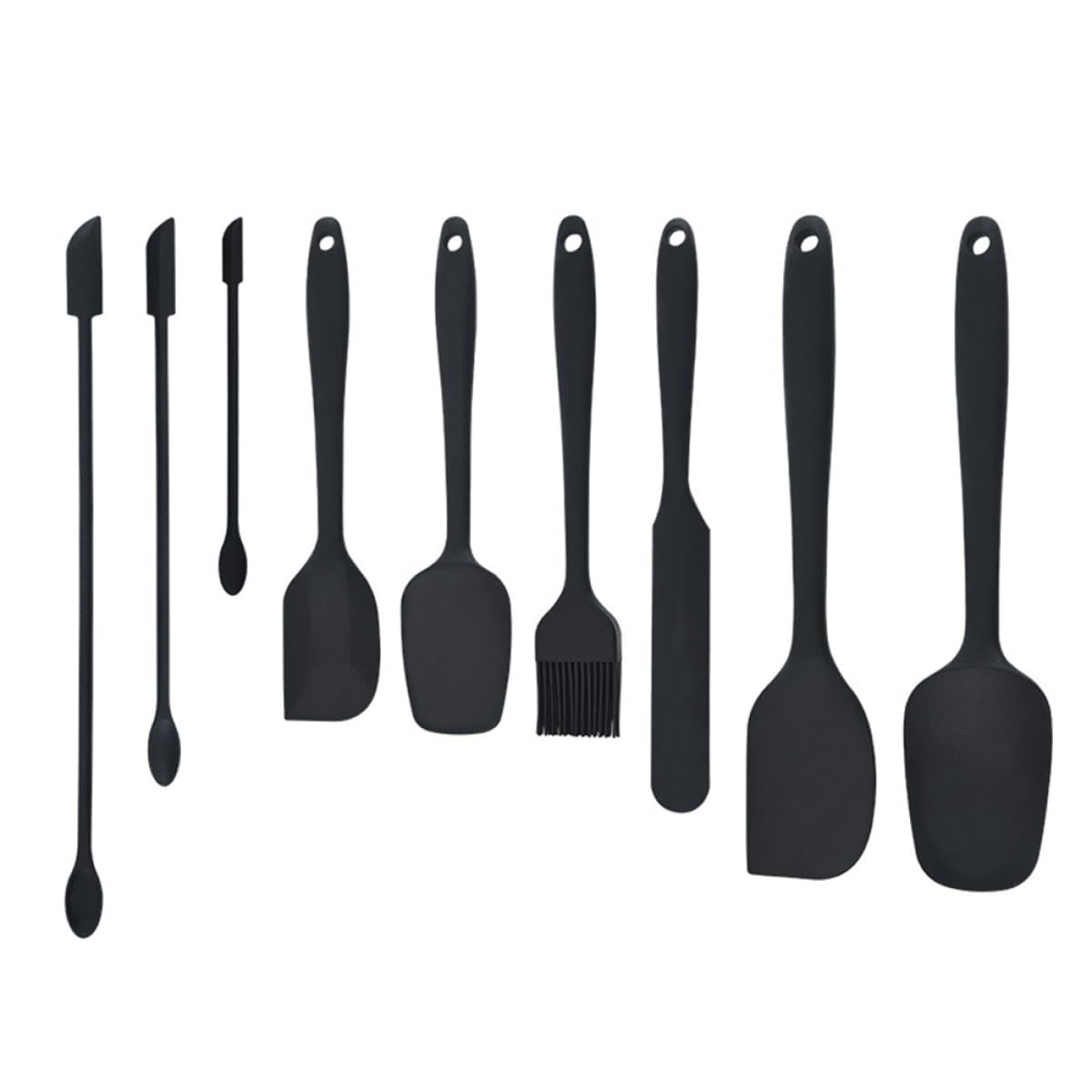 TOYANDONA Espátulas de Silicona para Raspar Mermelada y Untar Crema 9 Piezas Negras, Juego de Cucharas Prácticas para Postres y Cocina, Utensilios Resistentes para Hornear y Mezclar