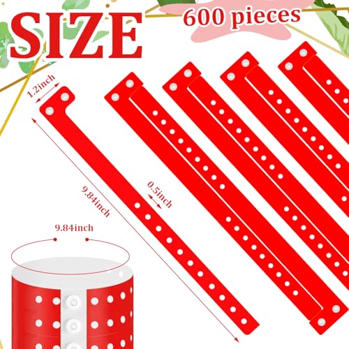 Image of Henoyso 600 Pcs Red Plastic Wristbands for Events Vinyl Waterproof Pool Wristbands Neon Color Plastic Bracelet for Party Events Arm Band Identification for Concerts Carnivals