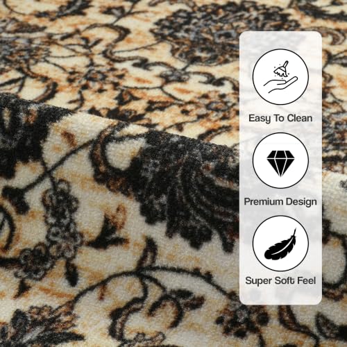 Image of FRESH FROM LOOM Luxury Carpet for Living Room, Hall & Bedroom | 100% Nylon | Anti Skid | Anti Fade | Rubber Backing Grip | Quick Cleaning | Washable (Dark-Brown| Size:- 90x150 Cm or 3x5 Fts)