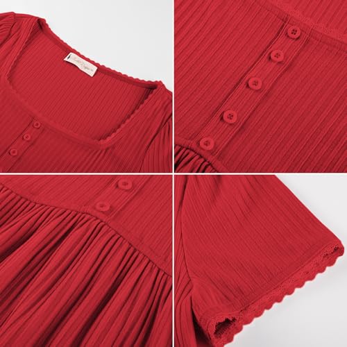 Image of Belle Poque Women's Summer Cute Tops Short Sleeve Babydoll Peplum Top 2026 Square Neck Casual Shirts Teen Top Tee