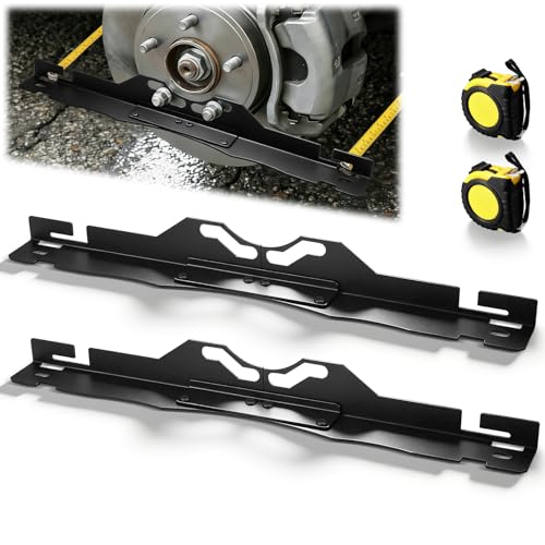 Eirolace Abnehmbare Spurvermessungsplatten Metall 2er Set – Radausrichtungswerkzeug mit Anti-Rutsch-Nut & 2 Maßbändern, Präzise Achsvermessung Spureinstellung für PKW SUV LKW...